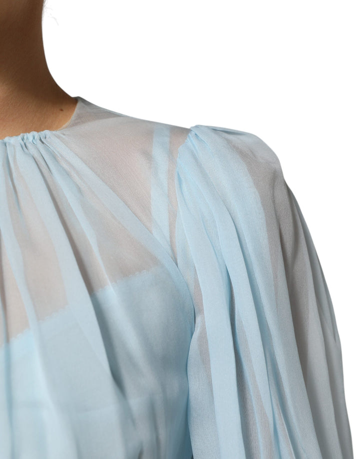 Dolce &amp; Gabbana Sample Sale Dolce &amp; Gabbana Fuchsia Light Blue Silk Two Tone Midi Dress - | Designer outlet