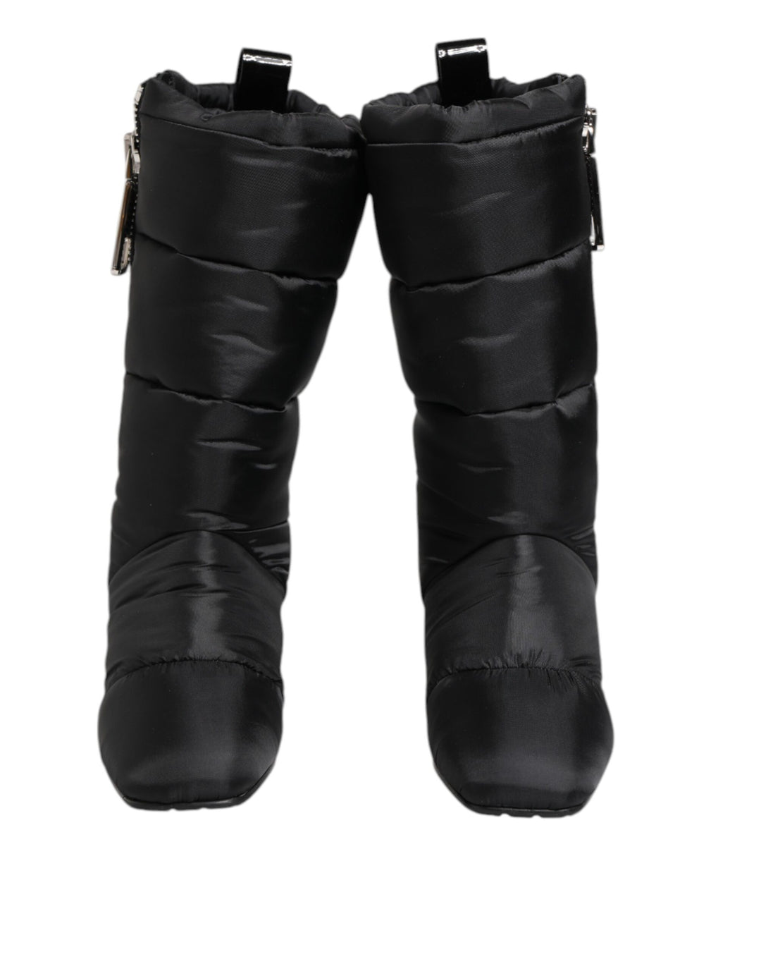 Dolce &amp; Gabbana Sample Sale Dolce &amp; Gabbana Black Padded Mid Calf Logo Heel Boots Shoes - | Designer outlet