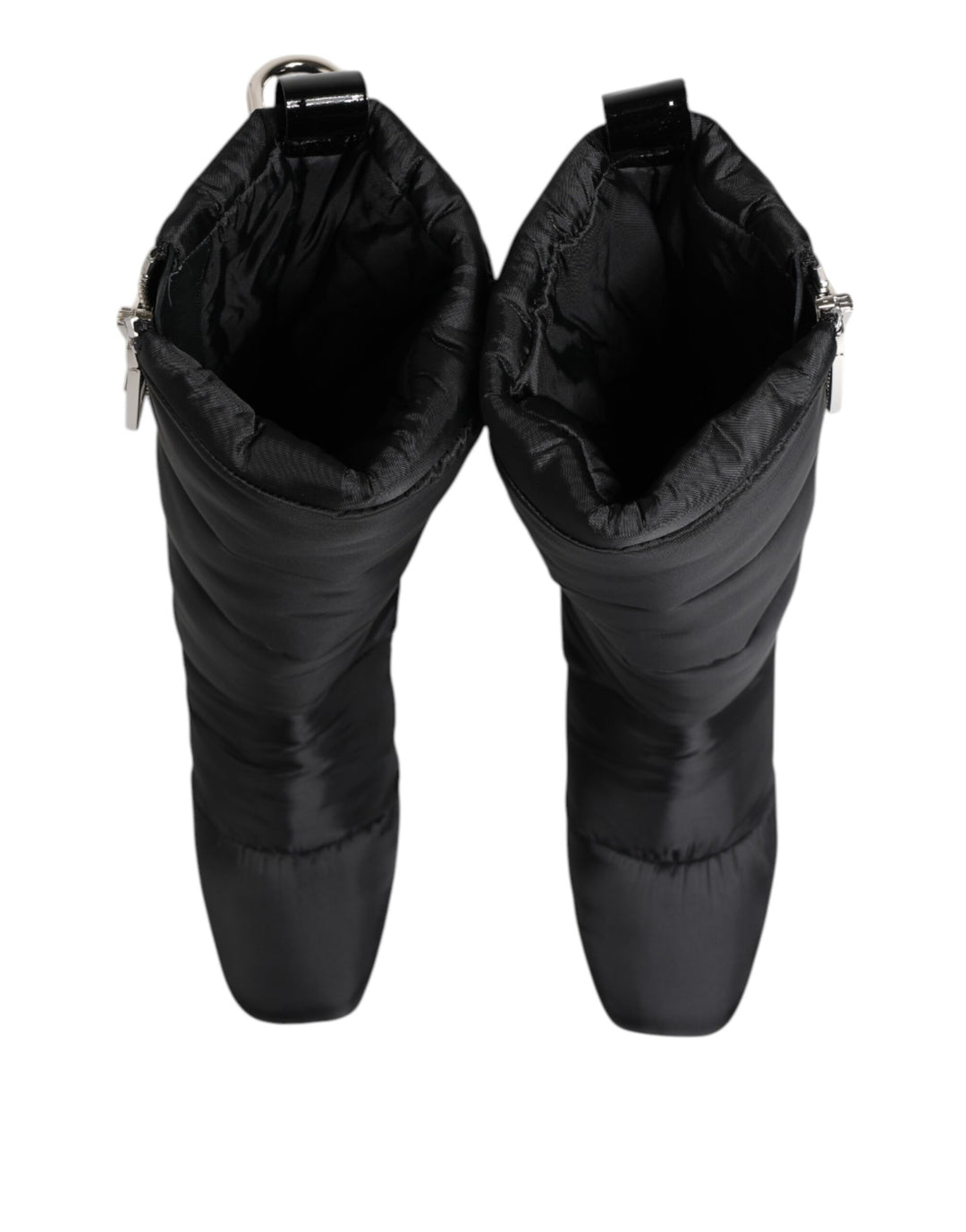 Dolce &amp; Gabbana Sample Sale Dolce &amp; Gabbana Black Padded Mid Calf Logo Heel Boots Shoes - | Designer outlet
