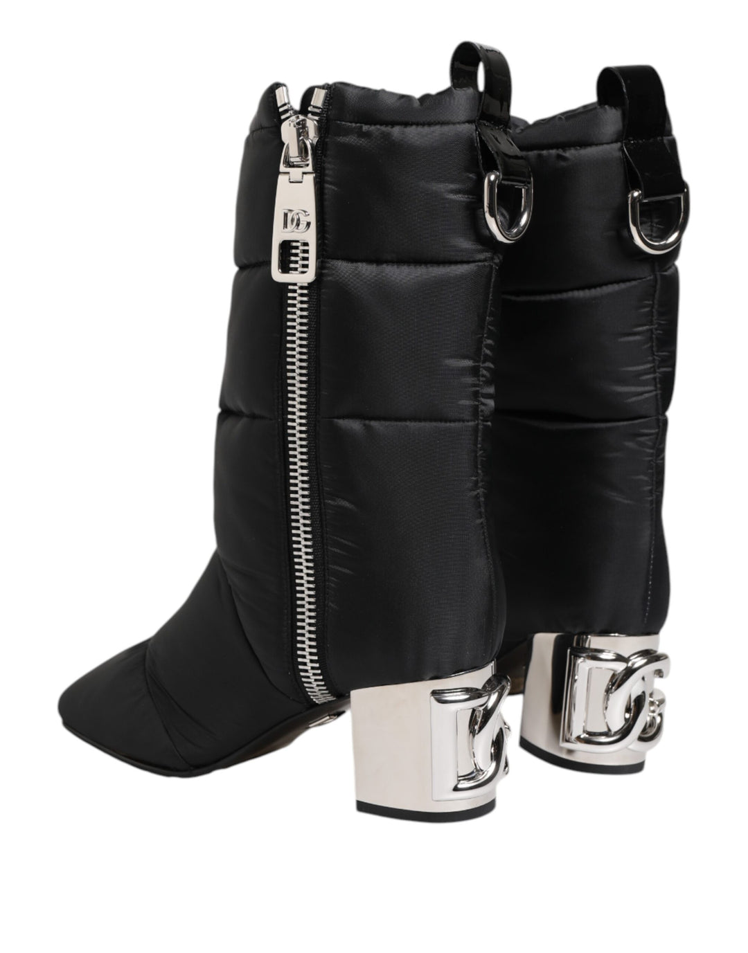 Dolce &amp; Gabbana Sample Sale Dolce &amp; Gabbana Black Padded Mid Calf Logo Heel Boots Shoes - | Designer outlet