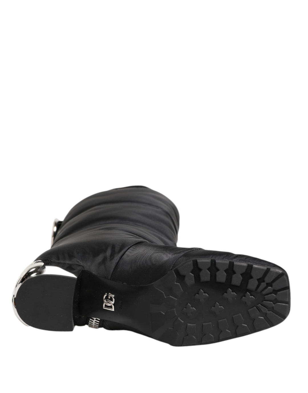 Dolce &amp; Gabbana Sample Sale Dolce &amp; Gabbana Black Padded Mid Calf Logo Heel Boots Shoes - | Designer outlet