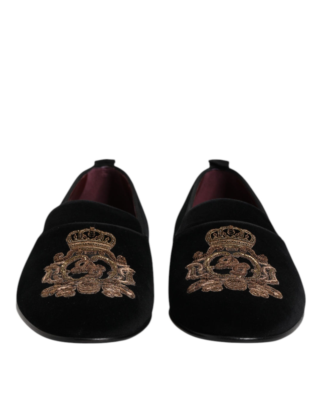 Dolce &amp; Gabbana Sample Sale Dolce &amp; Gabbana Black Velvet Gold Crown Mens Loafers Shoes - | Designer outlet