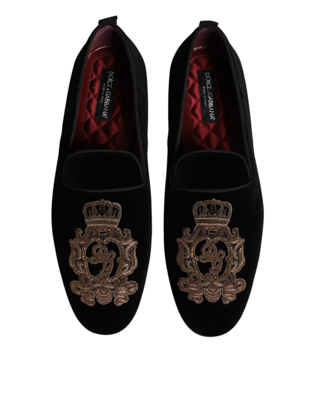 Dolce &amp; Gabbana Sample Sale Dolce &amp; Gabbana Black Velvet Gold Crown Mens Loafers Shoes - | Designer outlet