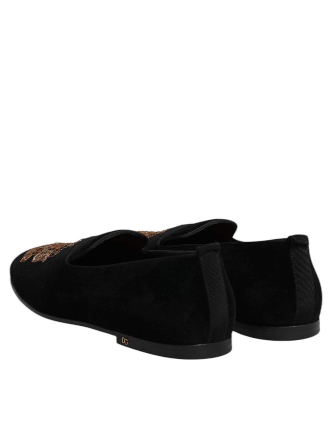 Dolce &amp; Gabbana Sample Sale Dolce &amp; Gabbana Black Velvet Gold Crown Mens Loafers Shoes - | Designer outlet