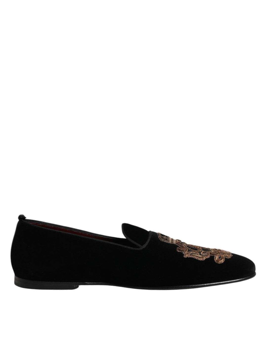 Dolce & Gabbana Black Velvet Gold Crown Mens Loafers Shoes by Dolce & Gabbana outlet now on sale