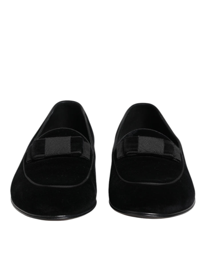 Dolce &amp; Gabbana Black Velvet Loafers Formal Men Dress Shoes by Dolce &amp; Gabbana outlet now on sale