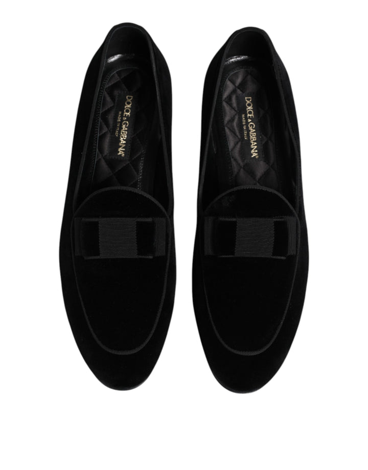 Dolce &amp; Gabbana Black Velvet Loafers Formal Men Dress Shoes by Dolce &amp; Gabbana outlet now on sale