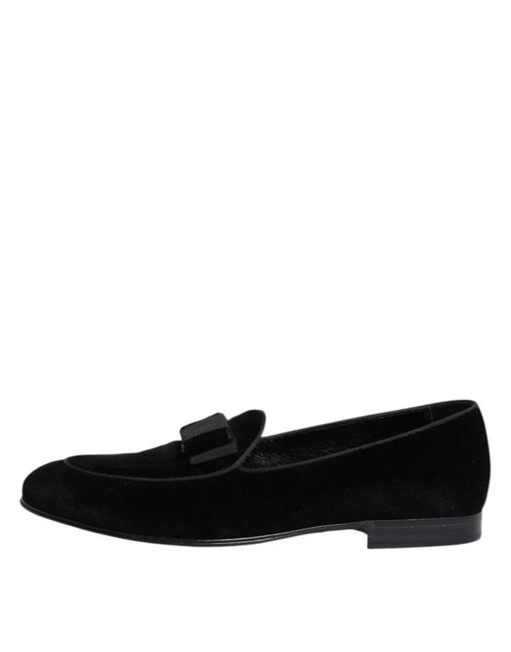 Dolce &amp; Gabbana Black Velvet Loafers Formal Men Dress Shoes by Dolce &amp; Gabbana outlet now on sale