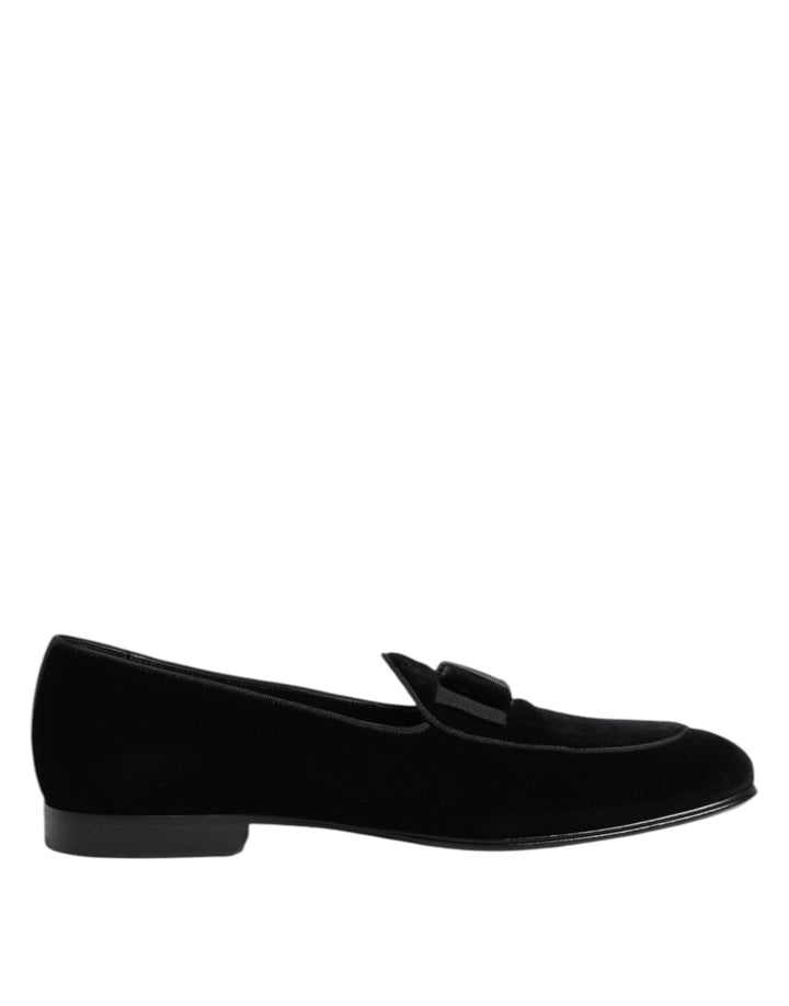 Dolce &amp; Gabbana Black Velvet Loafers Formal Men Dress Shoes by Dolce &amp; Gabbana outlet now on sale