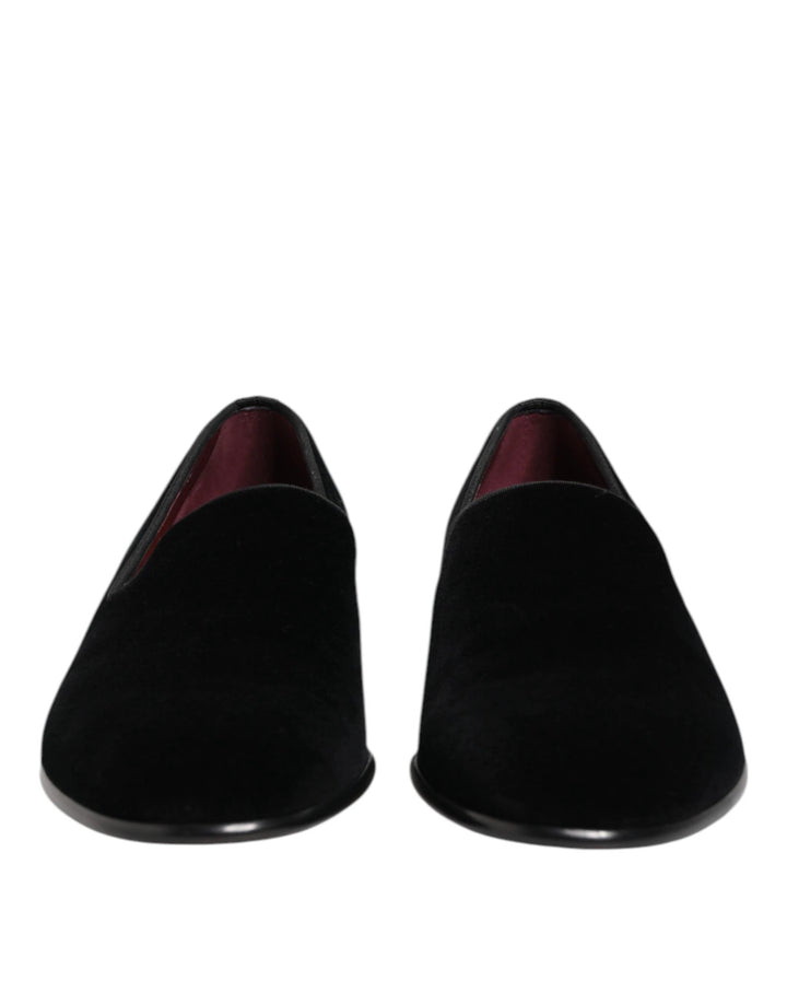Dolce &amp; Gabbana Sample Sale Dolce &amp; Gabbana Black Velvet Slip On Loafers Men Formal Shoes - | Designer outlet