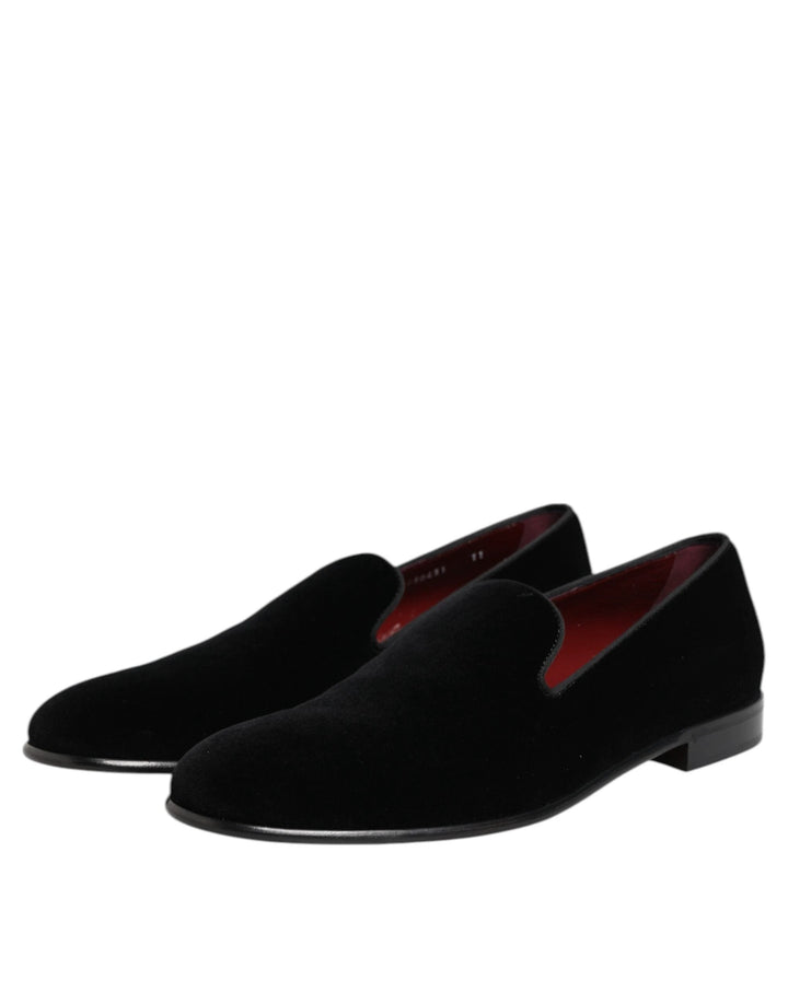 Dolce &amp; Gabbana Sample Sale Dolce &amp; Gabbana Black Velvet Slip On Loafers Men Formal Shoes - | Designer outlet