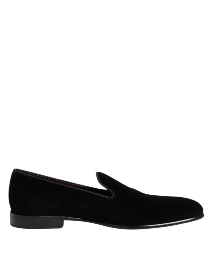 Dolce &amp; Gabbana Sample Sale Dolce &amp; Gabbana Black Velvet Slip On Loafers Men Formal Shoes - | Designer outlet