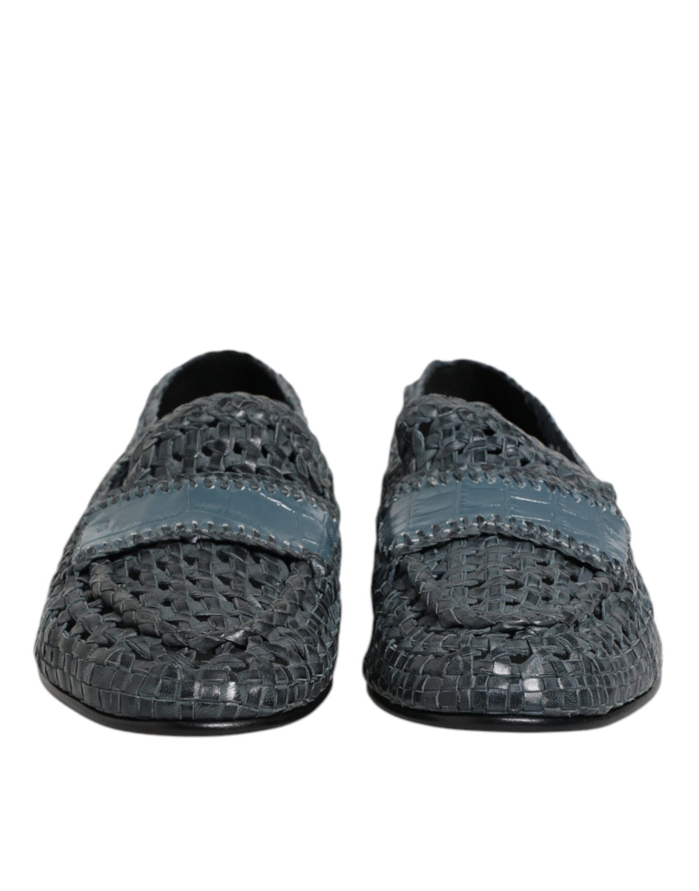 Dolce & Gabbana Blue Woven Raffia Slip On Loafers Shoes by Dolce & Gabbana outlet now on sale