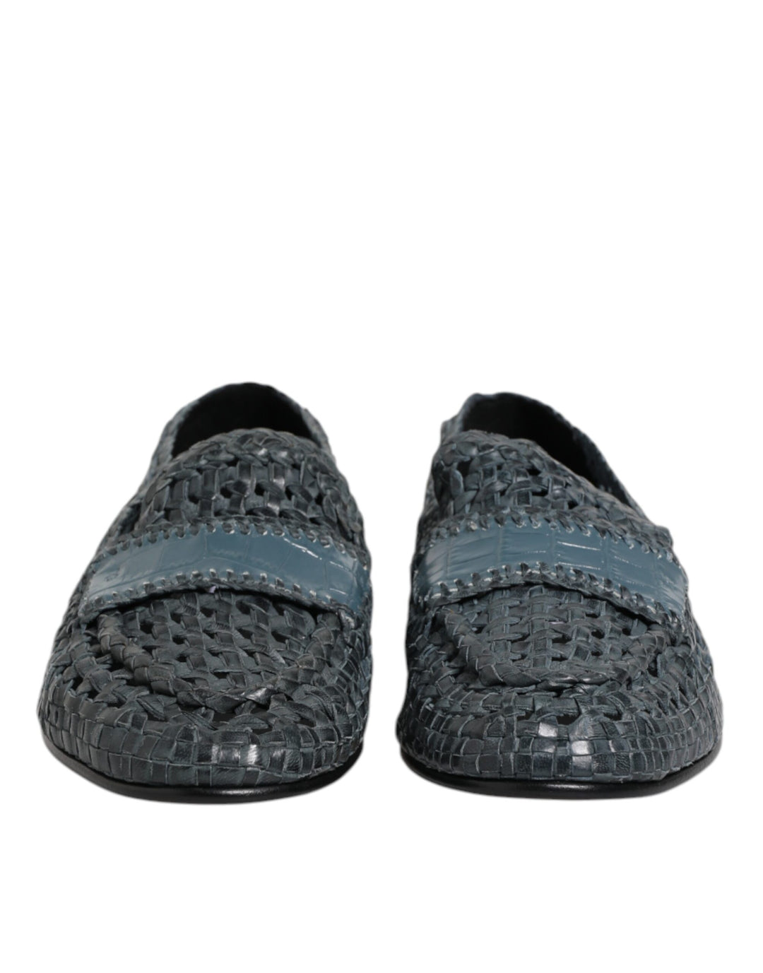 Dolce & Gabbana Blue Woven Raffia Slip On Loafers Shoes by Dolce & Gabbana outlet now on sale
