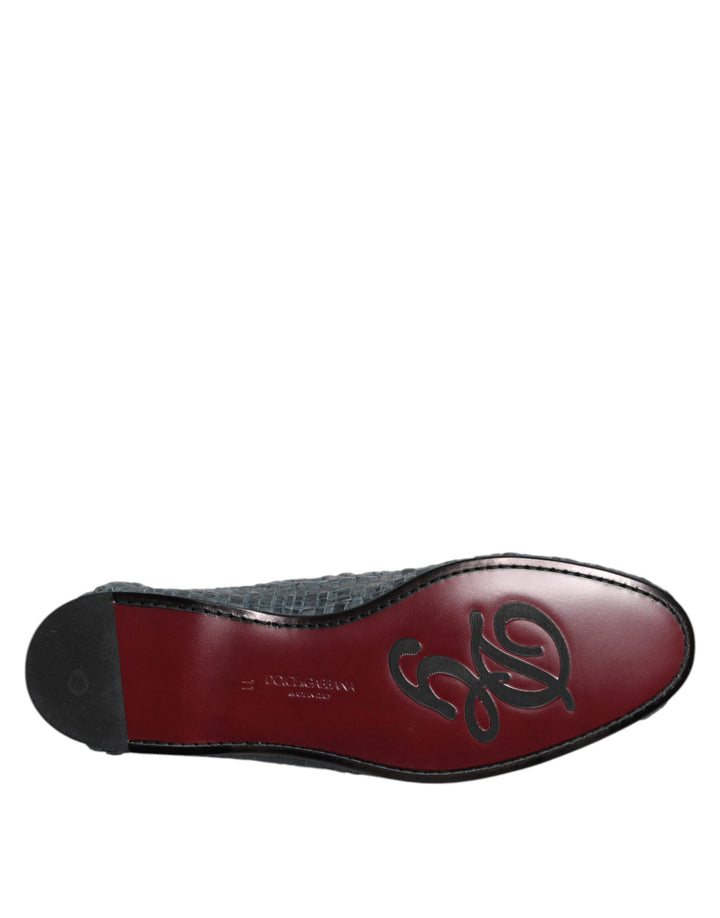 Dolce & Gabbana Blue Woven Raffia Slip On Loafers Shoes by Dolce & Gabbana outlet now on sale