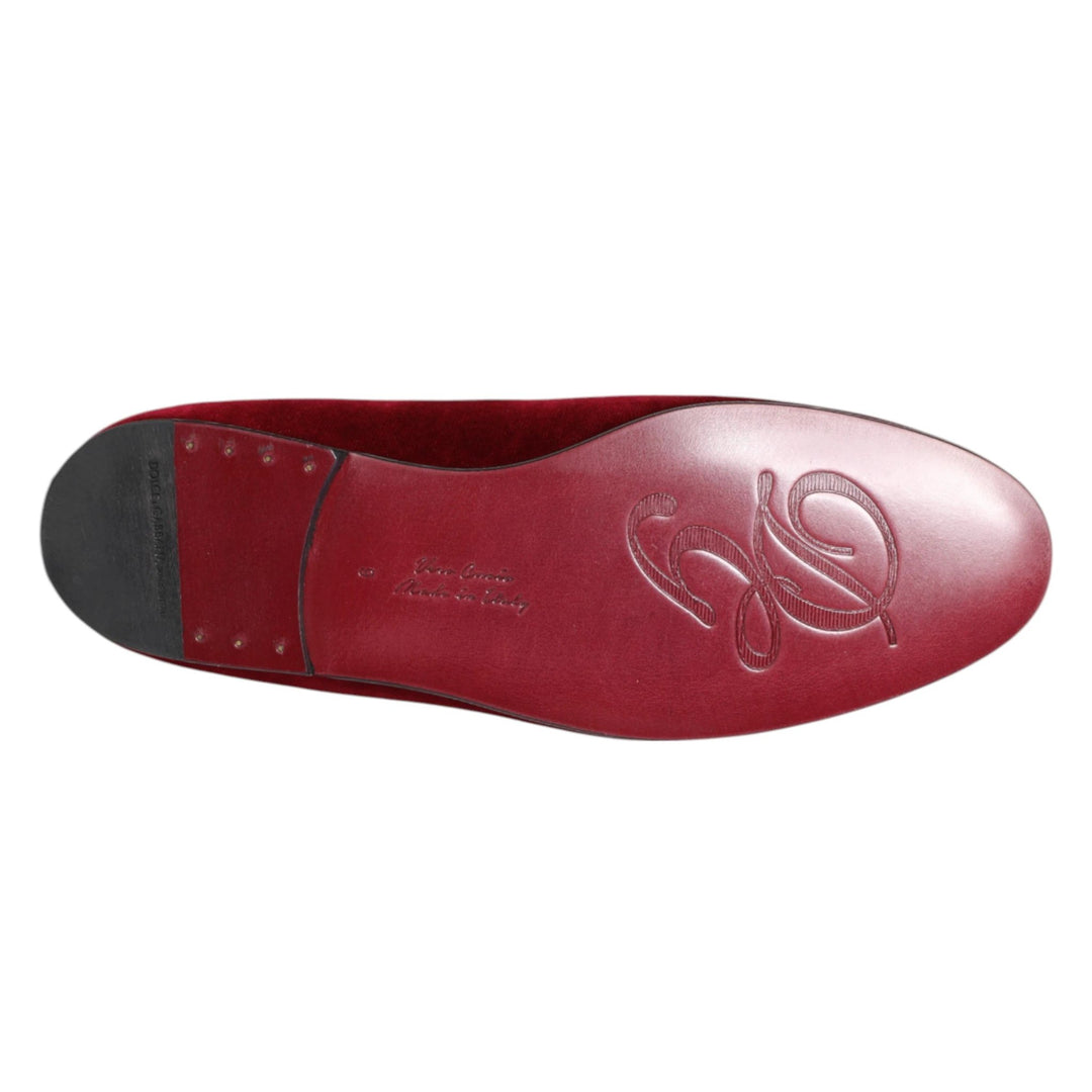 Dolce &amp; Gabbana Sample Sale Dolce &amp; Gabbana Red Velvet Gold Crown Mens Loafers Shoes - | Designer outlet
