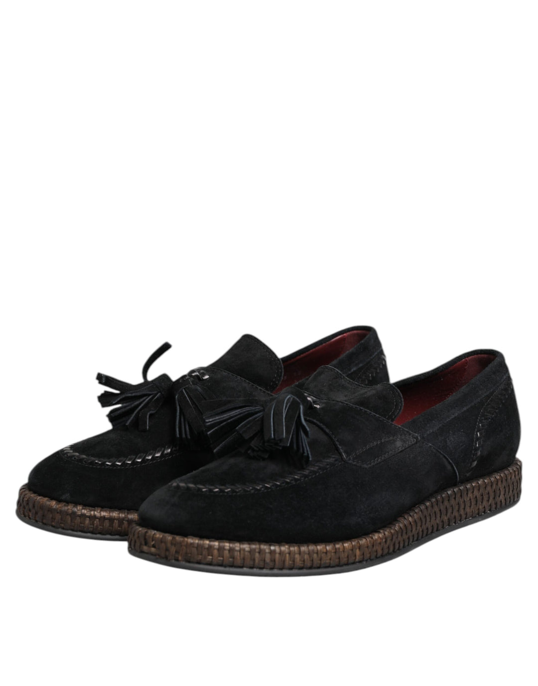 Dolce & Gabbana Black Suede Tassel Embellished Loafers Shoes by Dolce & Gabbana outlet now on sale