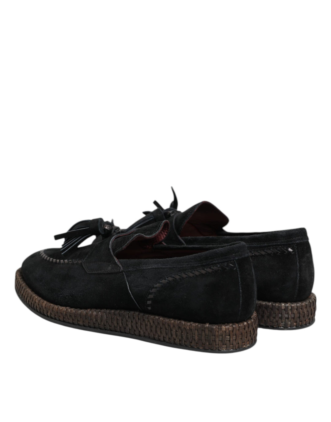 Dolce & Gabbana Black Suede Tassel Embellished Loafers Shoes by Dolce & Gabbana outlet now on sale