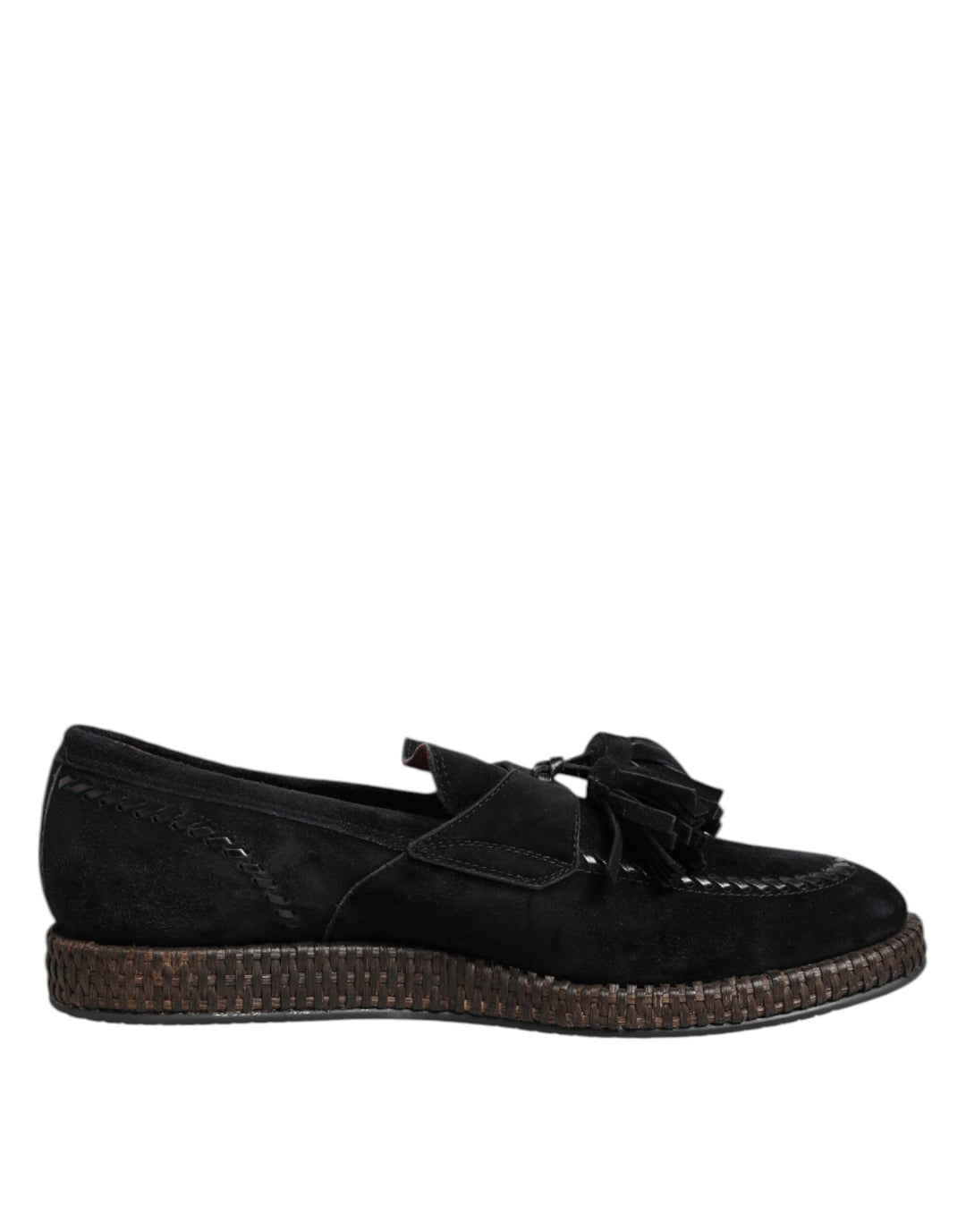 Dolce & Gabbana Black Suede Tassel Embellished Loafers Shoes by Dolce & Gabbana outlet now on sale