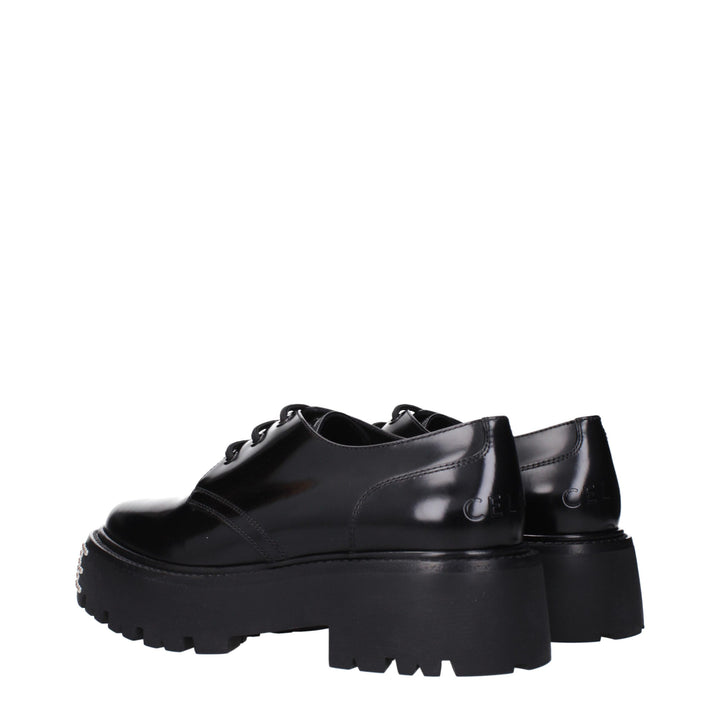 Celine Black Leather Oxfords And Derbies