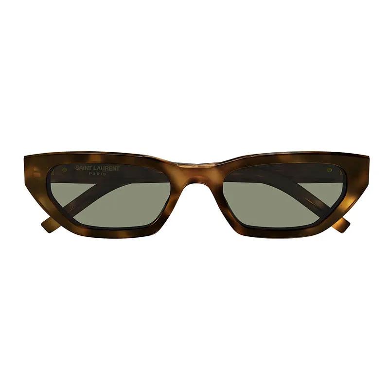 Saint Laurent Sunglasses Cat Eye Full Rim, Shiny Havana Frame and Green Lens SLM126003