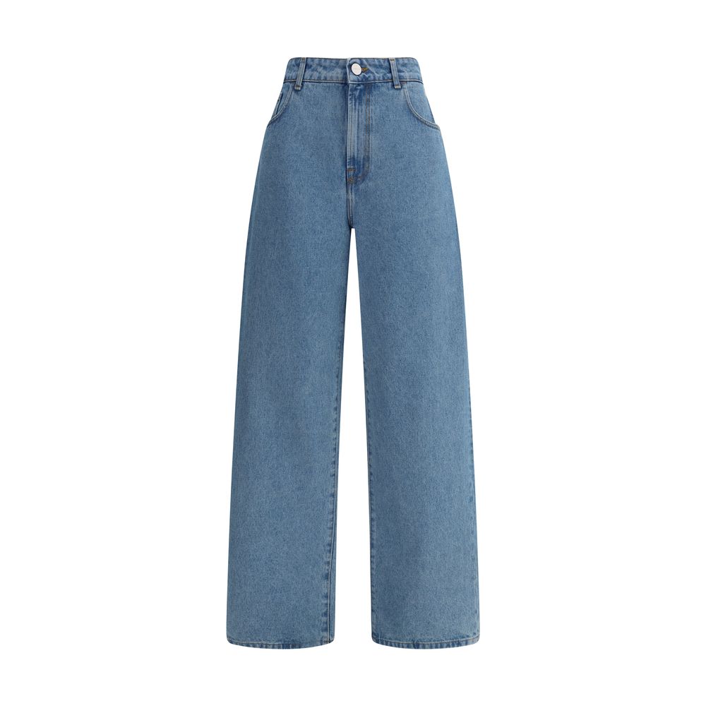 Rohe Blue Cotton Relaxed Fit Jeans by Rohe outlet now on sale