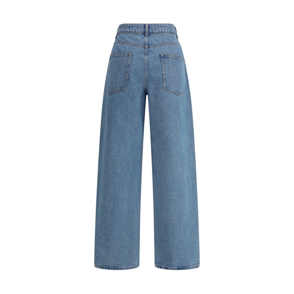 Rohe Blue Cotton Relaxed Fit Jeans by Rohe outlet now on sale