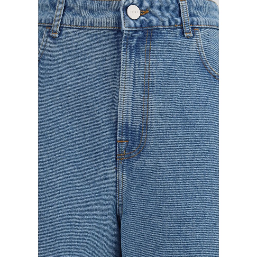 Rohe Blue Cotton Relaxed Fit Jeans by Rohe outlet now on sale