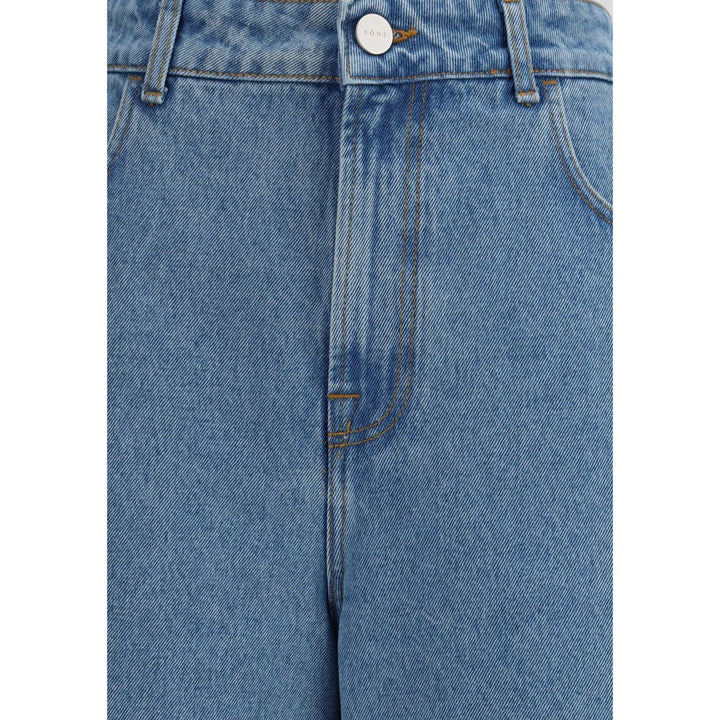 Rohe Blue Cotton Relaxed Fit Jeans by Rohe outlet now on sale