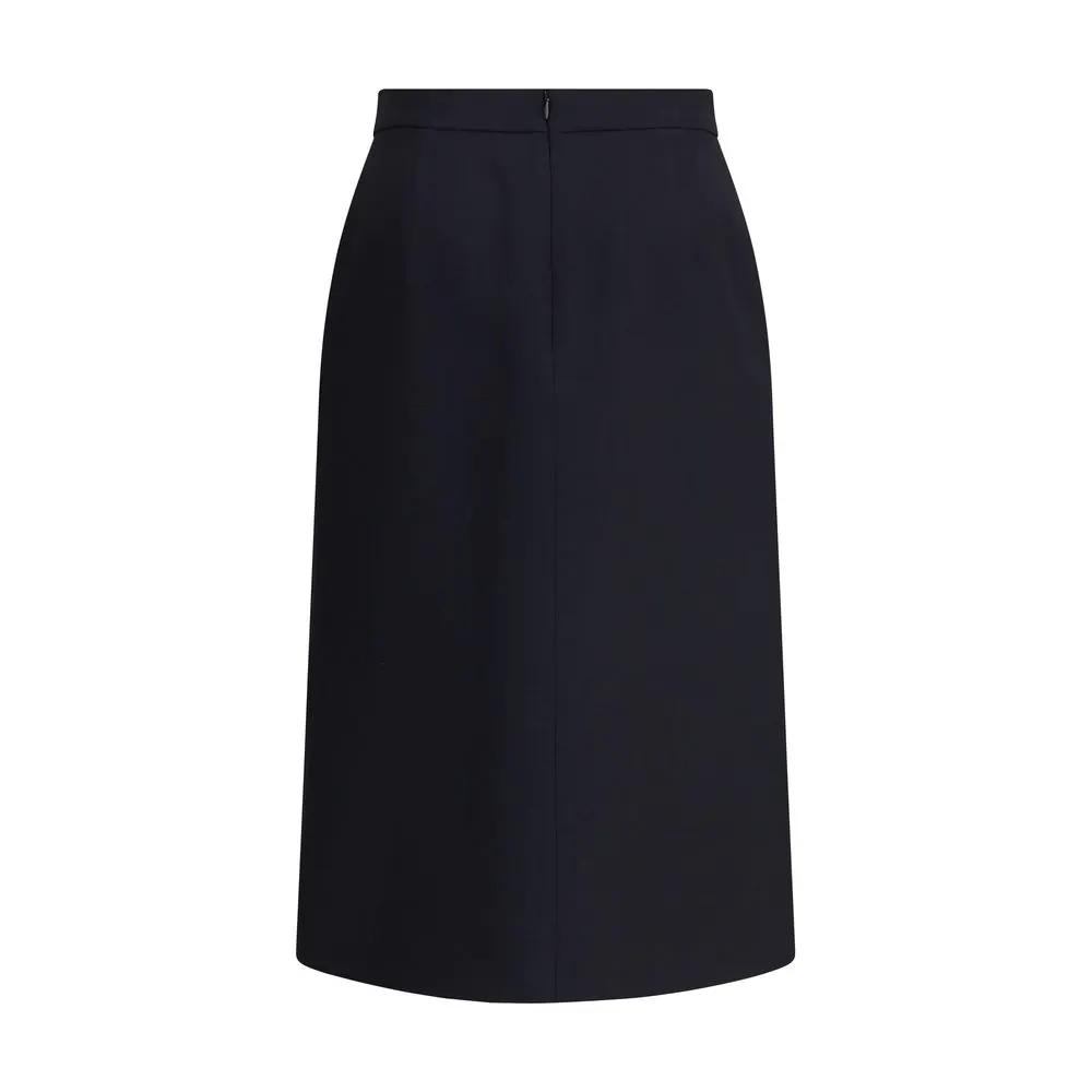 Valentino Garavani Black Wool Oves Aries Midi Skirt