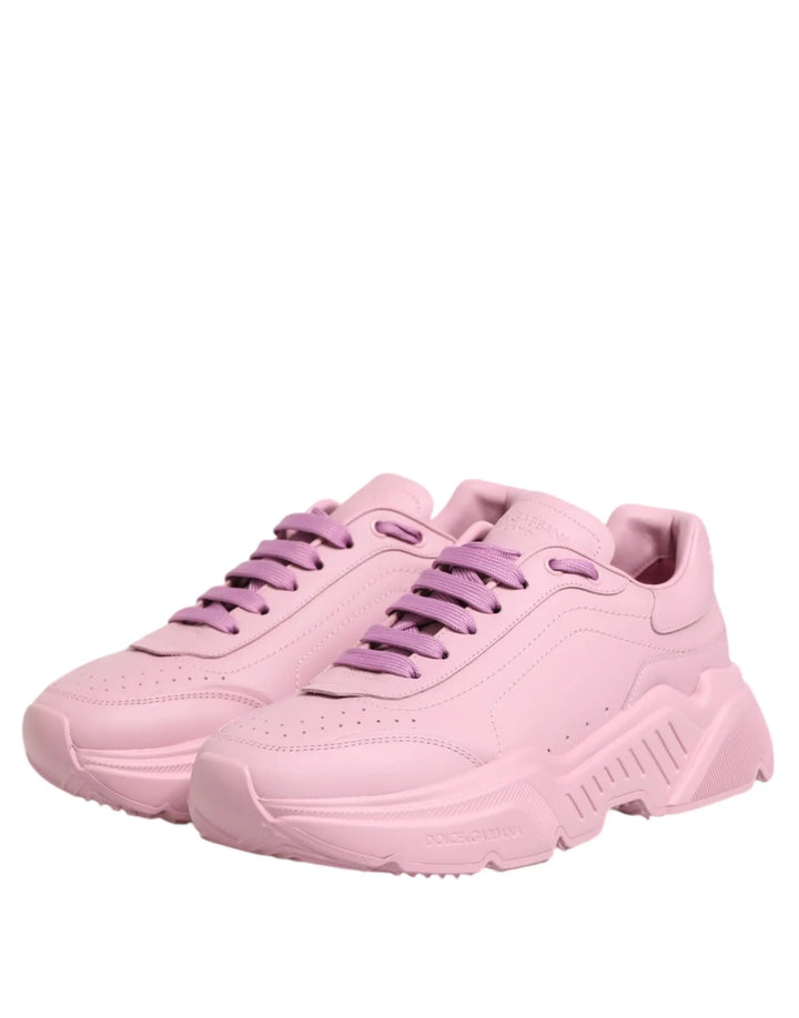 Dolce &amp; Gabbana Pink Leather Daymaster Low Top Sneakers Shoes