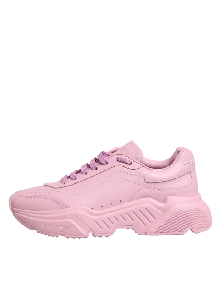 Dolce &amp; Gabbana Pink Leather Daymaster Low Top Sneakers Shoes