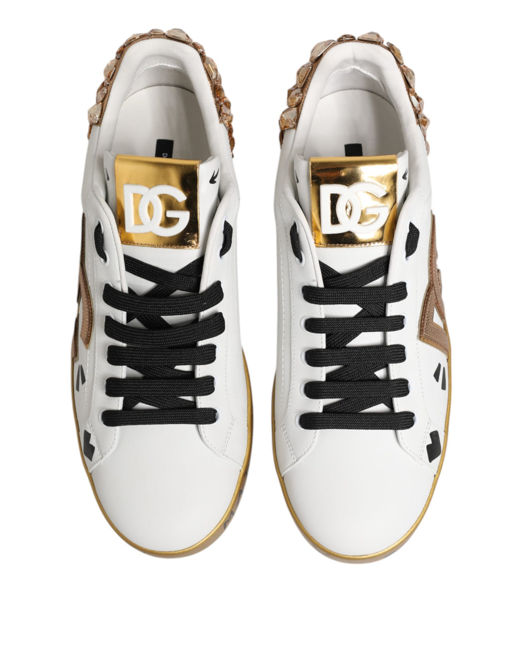 Dolce &amp; Gabbana Sample Sale Dolce &amp; Gabbana White Gold Crystal Portofino Sneakers Shoes - | Designer outlet