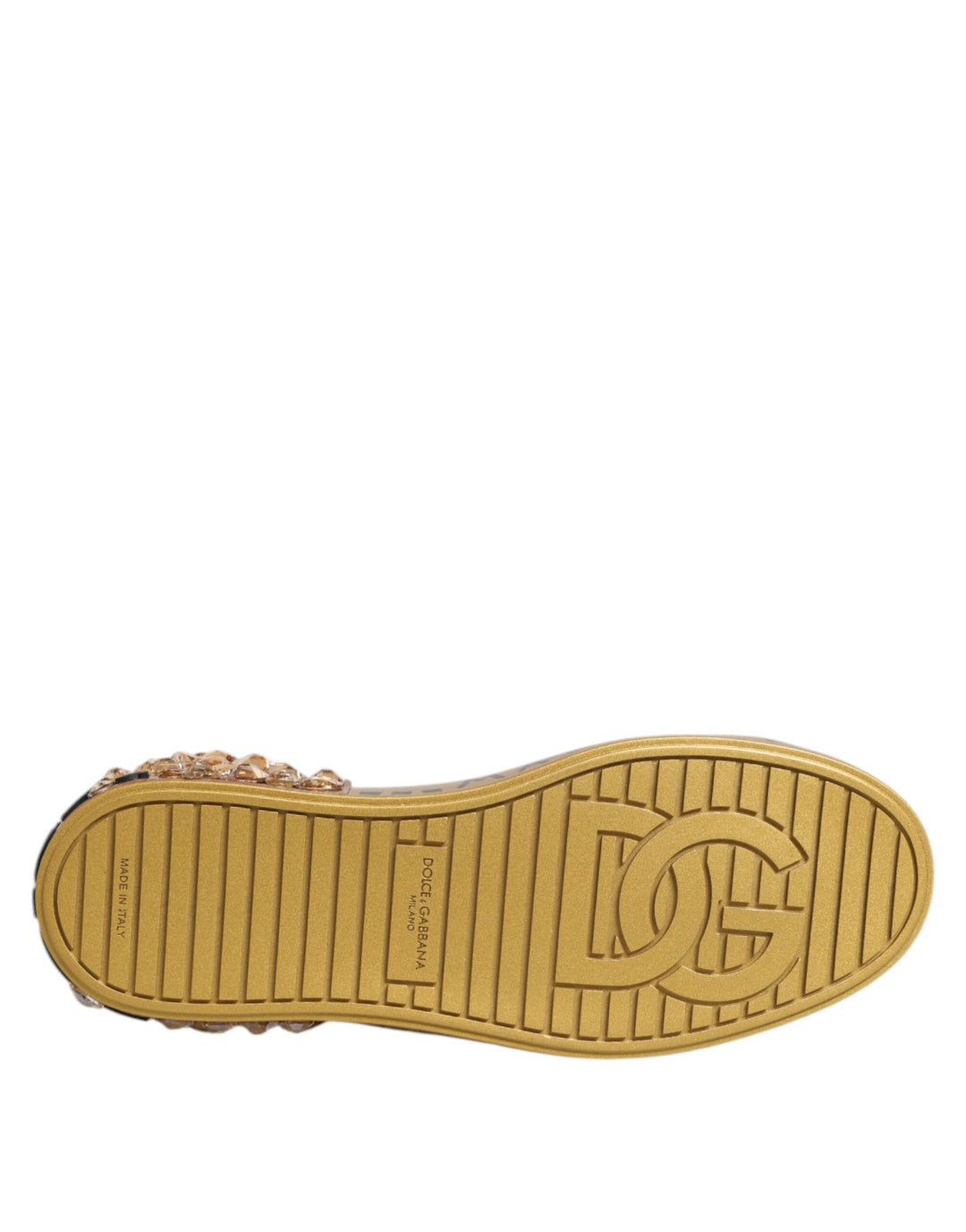 Dolce &amp; Gabbana Sample Sale Dolce &amp; Gabbana White Gold Crystal Portofino Sneakers Shoes - | Designer outlet
