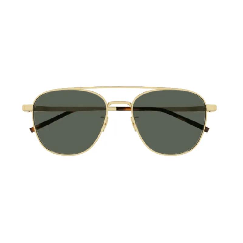 Saint Laurent Sunglasses Aviator Full Rim, Gold Frame And Green Lens