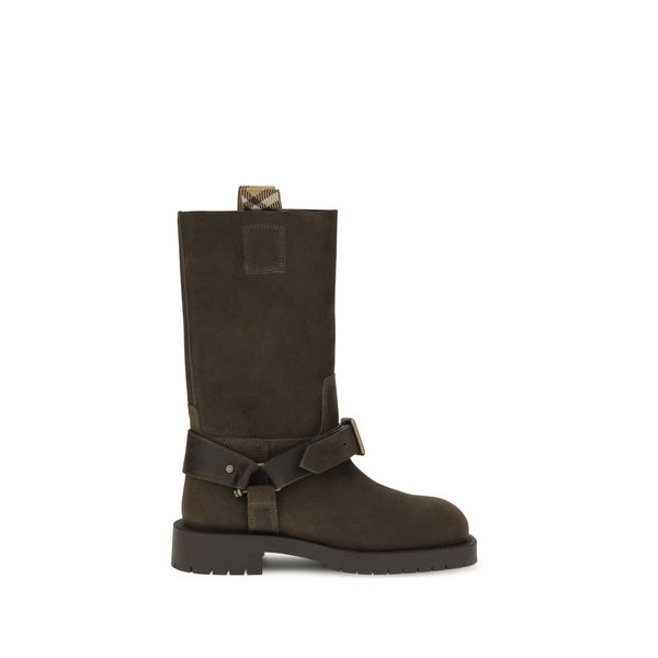 Burberry Suede Saddle Ankle Boots | Luxury Designer Fashion
