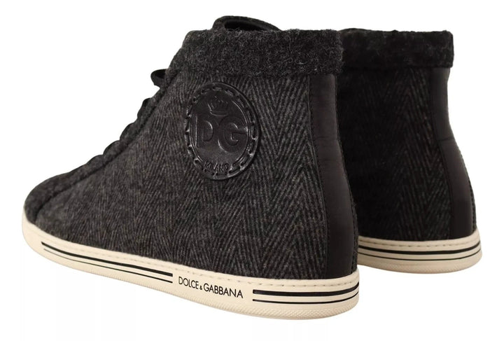 Dolce &amp; Gabbana Sample Sale Dolce &amp; Gabbana Gray Wool Cotton Casual High Top Sneakers - | Designer outlet