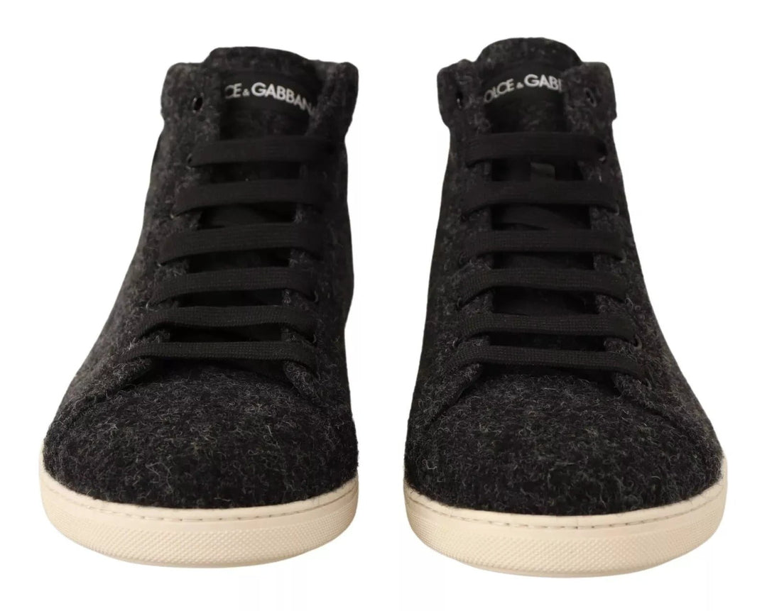 Dolce &amp; Gabbana Sample Sale Dolce &amp; Gabbana Gray Wool Cotton Casual High Top Sneakers - | Designer outlet