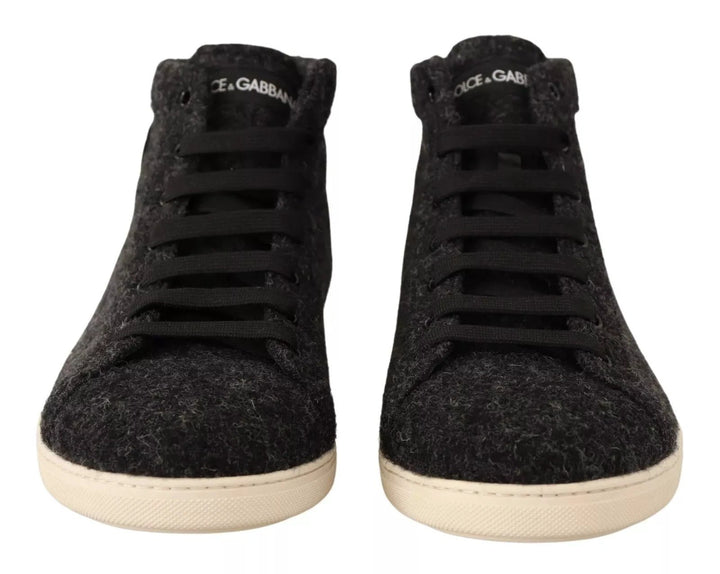 Dolce &amp; Gabbana Sample Sale Dolce &amp; Gabbana Gray Wool Cotton Casual High Top Sneakers - | Designer outlet
