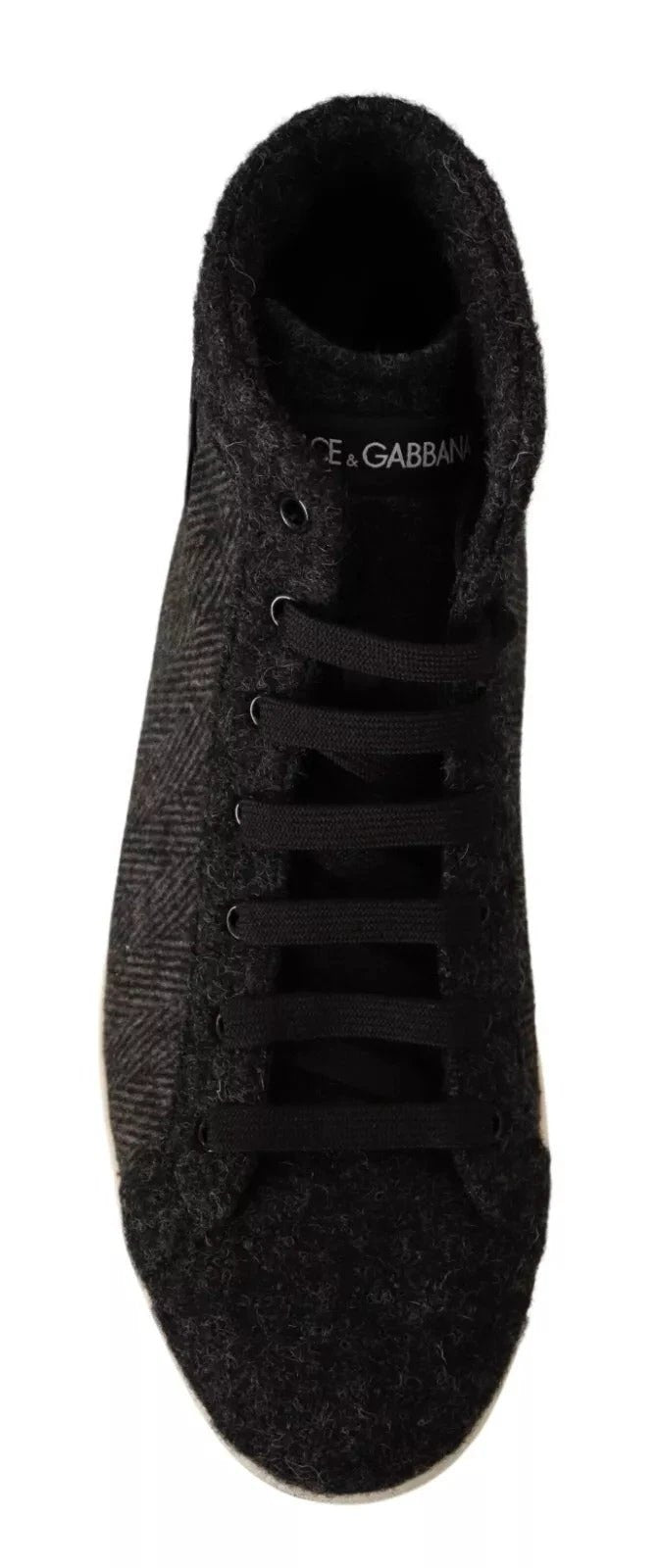 Dolce &amp; Gabbana Sample Sale Dolce &amp; Gabbana Gray Wool Cotton Casual High Top Sneakers - | Designer outlet