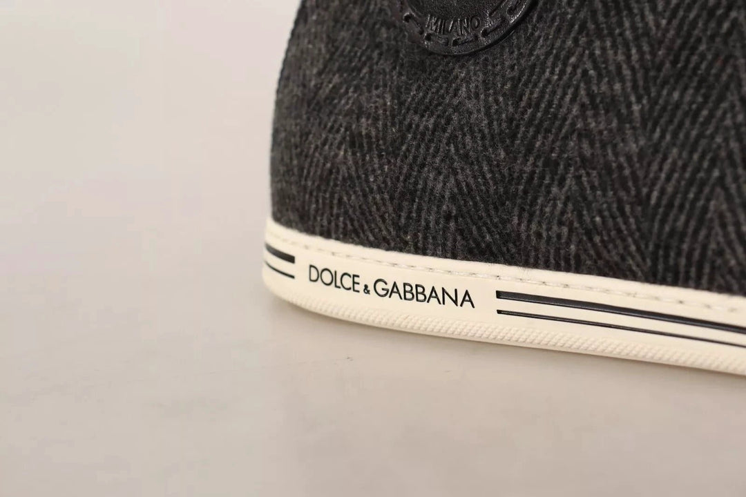 Dolce &amp; Gabbana Sample Sale Dolce &amp; Gabbana Gray Wool Cotton Casual High Top Sneakers - | Designer outlet