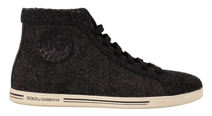 Dolce &amp; Gabbana Sample Sale Dolce &amp; Gabbana Gray Wool Cotton Casual High Top Sneakers - | Designer outlet