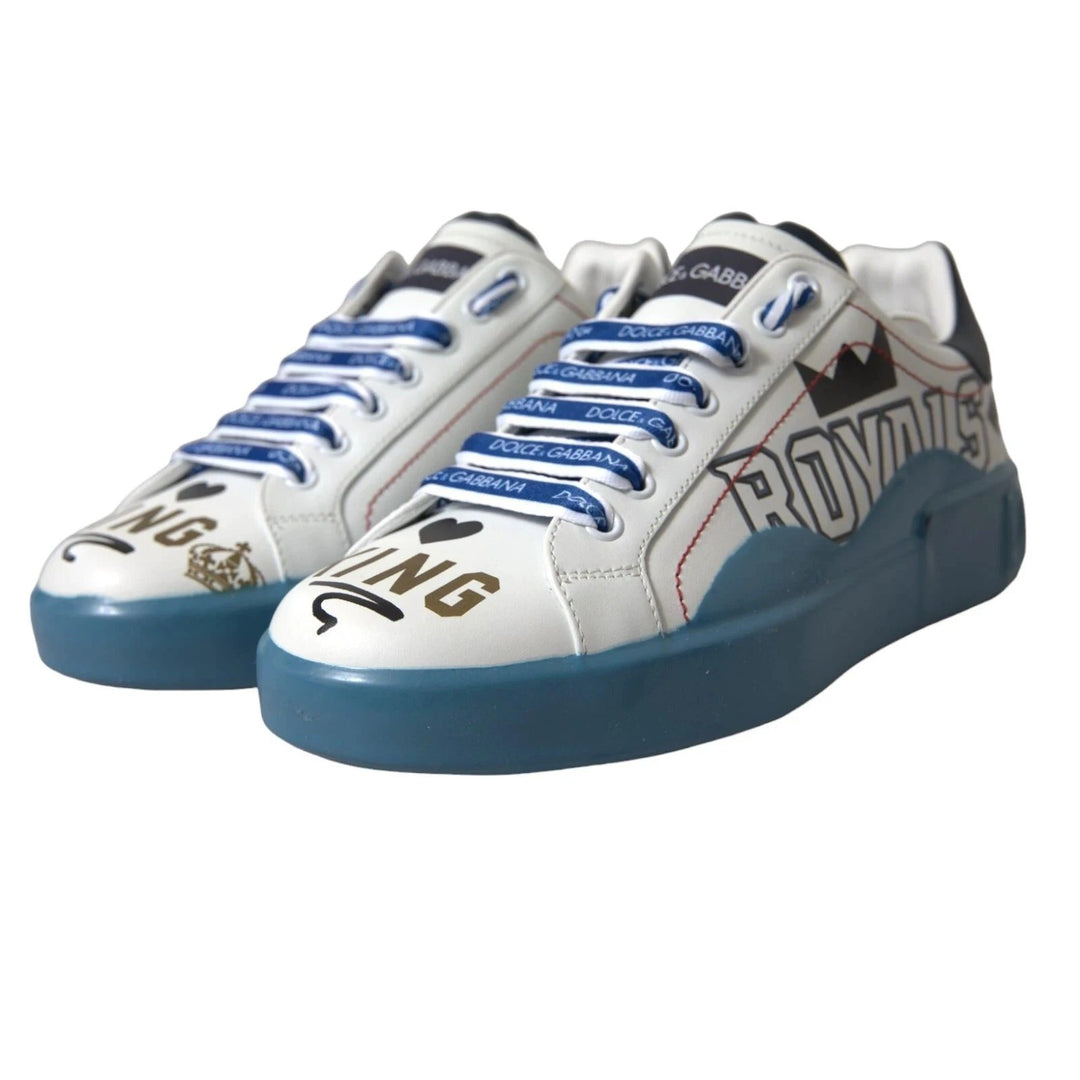 Dolce &amp; Gabbana Blue White Printed Portofino Melt Sneakers by Dolce &amp; Gabbana outlet now on sale