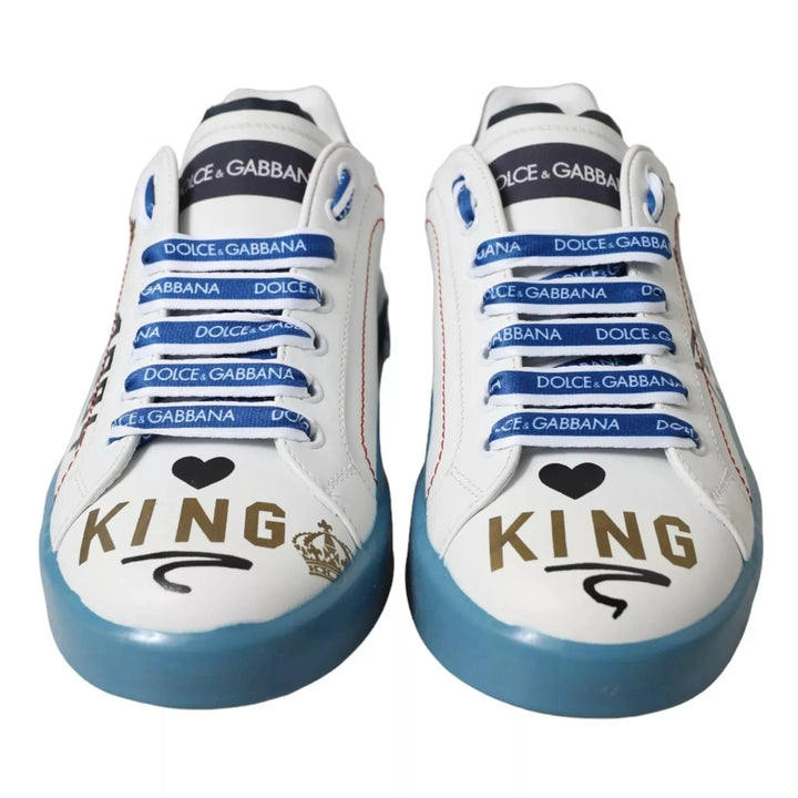 Dolce &amp; Gabbana Blue White Printed Portofino Melt Sneakers by Dolce &amp; Gabbana outlet now on sale