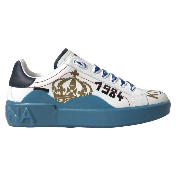 Dolce &amp; Gabbana Blue White Printed Portofino Melt Sneakers by Dolce &amp; Gabbana outlet now on sale