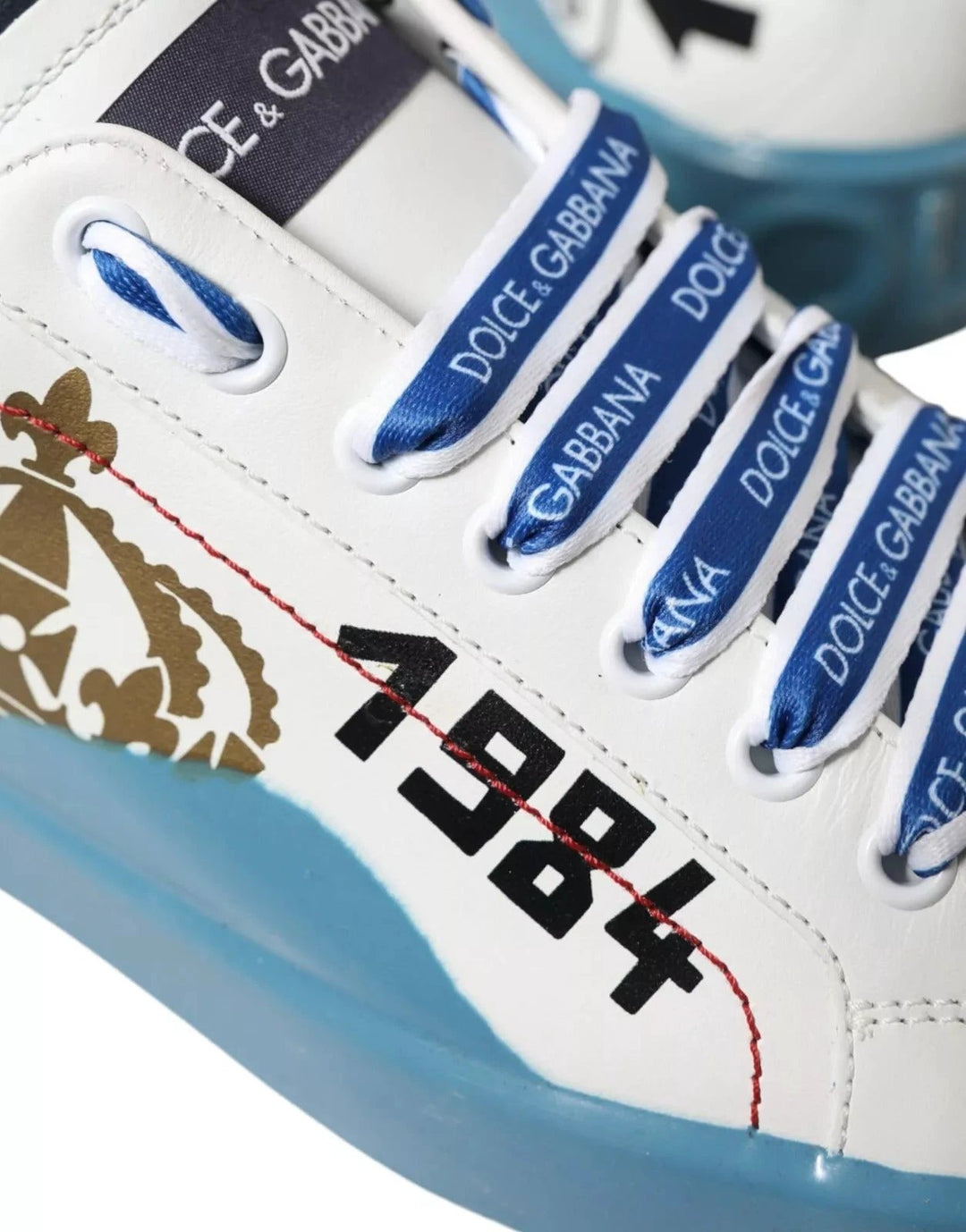 Dolce &amp; Gabbana Blue White Printed Portofino Melt Sneakers by Dolce &amp; Gabbana outlet now on sale