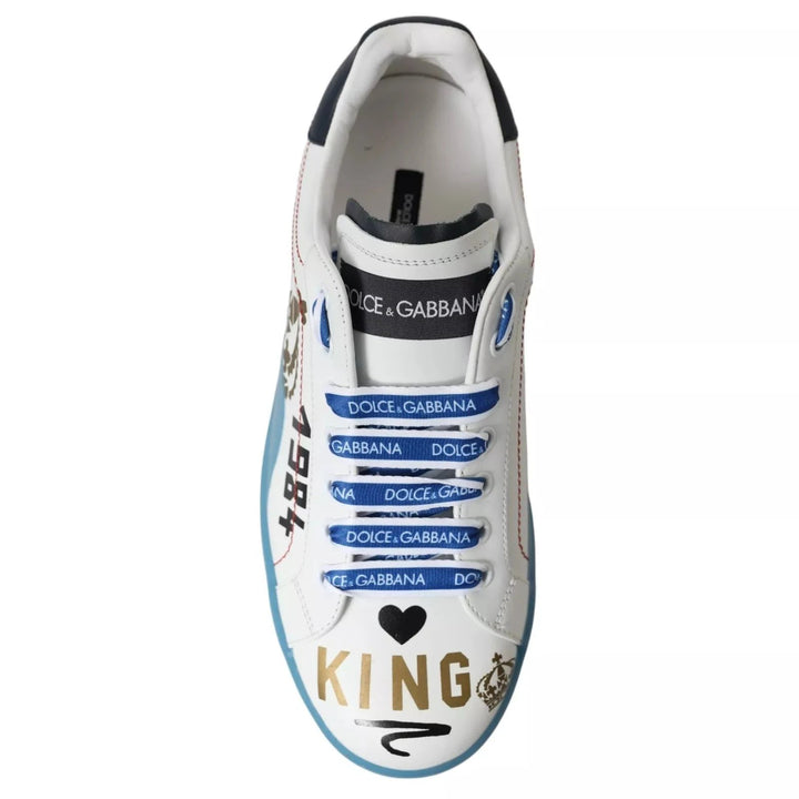 Dolce &amp; Gabbana Blue White Printed Portofino Melt Sneakers by Dolce &amp; Gabbana outlet now on sale