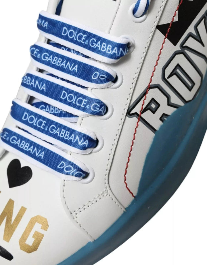 Dolce &amp; Gabbana Blue White Printed Portofino Melt Sneakers by Dolce &amp; Gabbana outlet now on sale