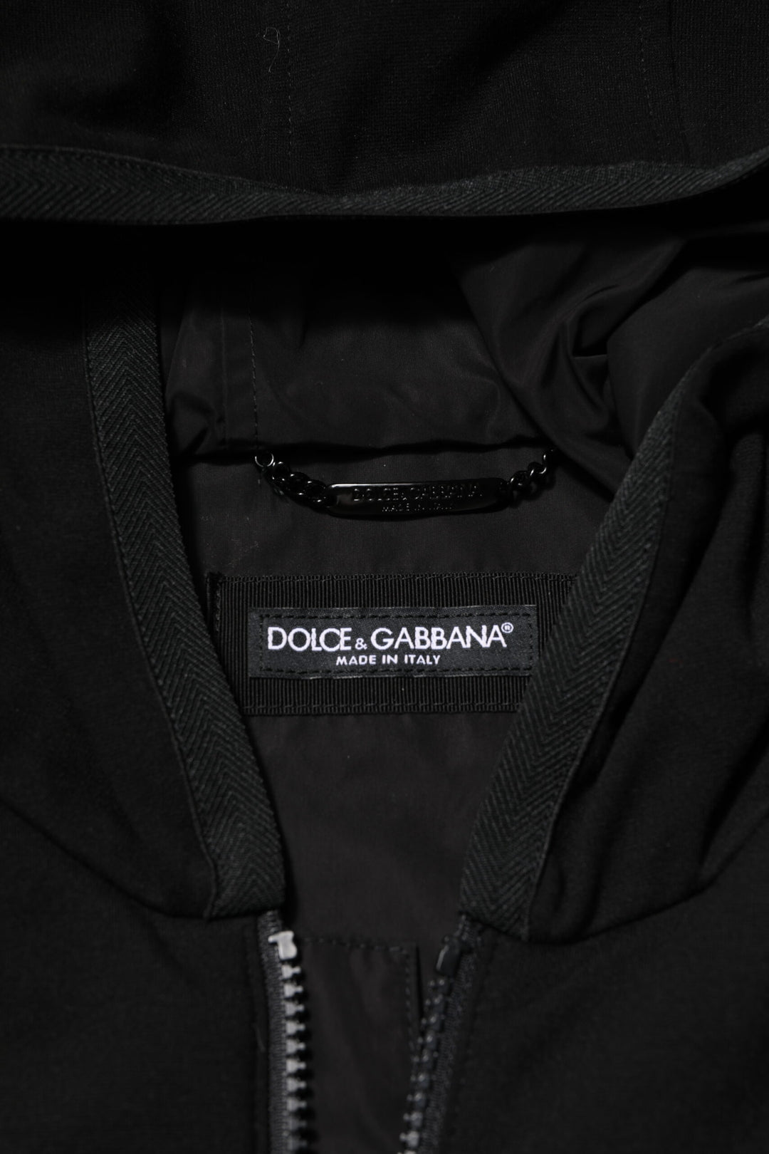 Dolce &amp; Gabbana Sample Sale Dolce &amp; Gabbana Black Sleeveless Hooded Logo Plaque Jacket - | Designer outlet