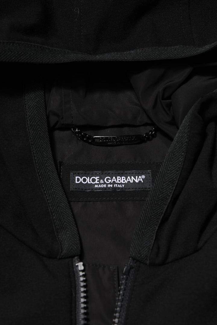 Dolce &amp; Gabbana Sample Sale Dolce &amp; Gabbana Black Sleeveless Hooded Logo Plaque Jacket - | Designer outlet